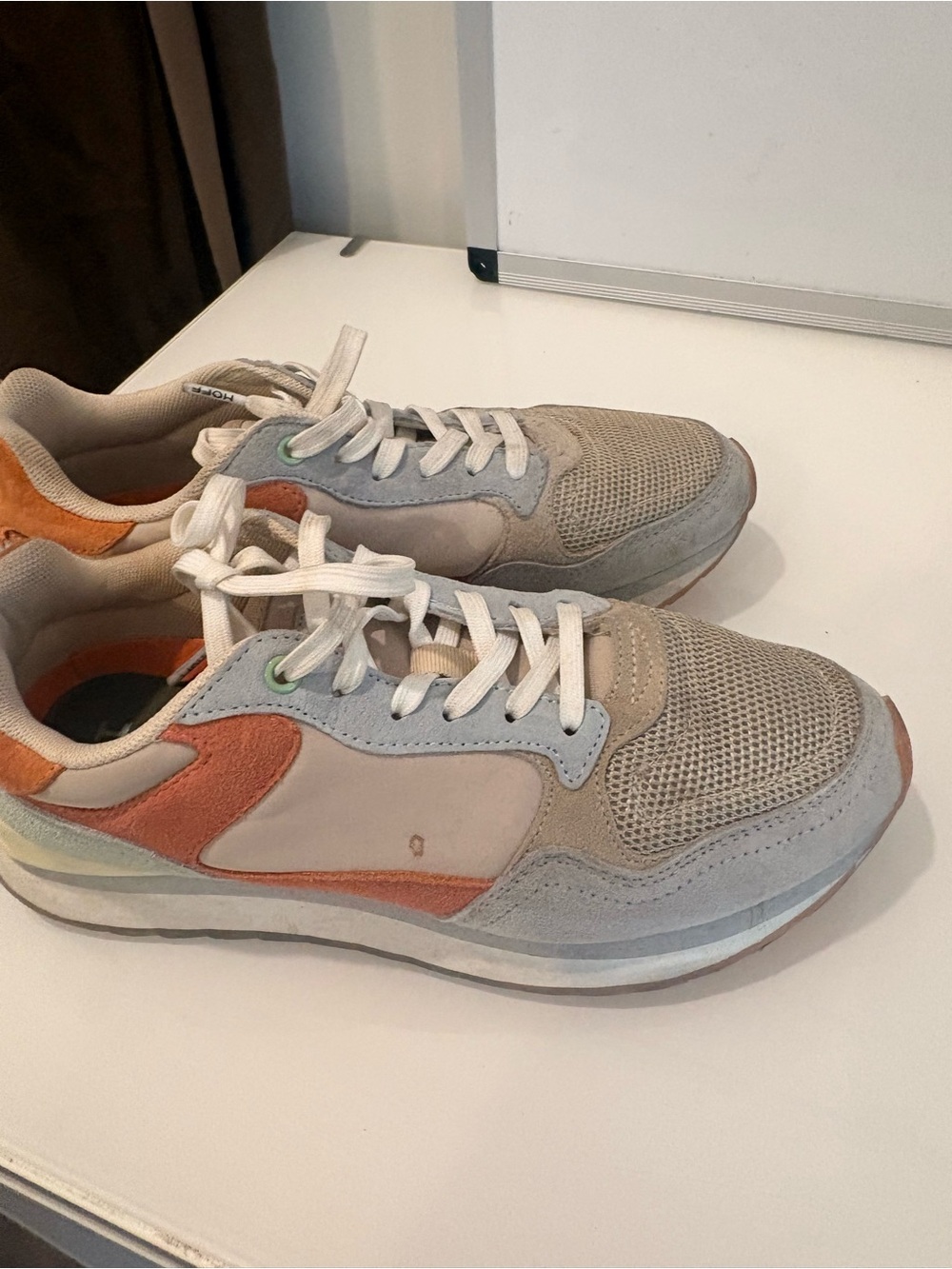 Women’s Casual Mesh & Suede Sneakers in Beige and Orange